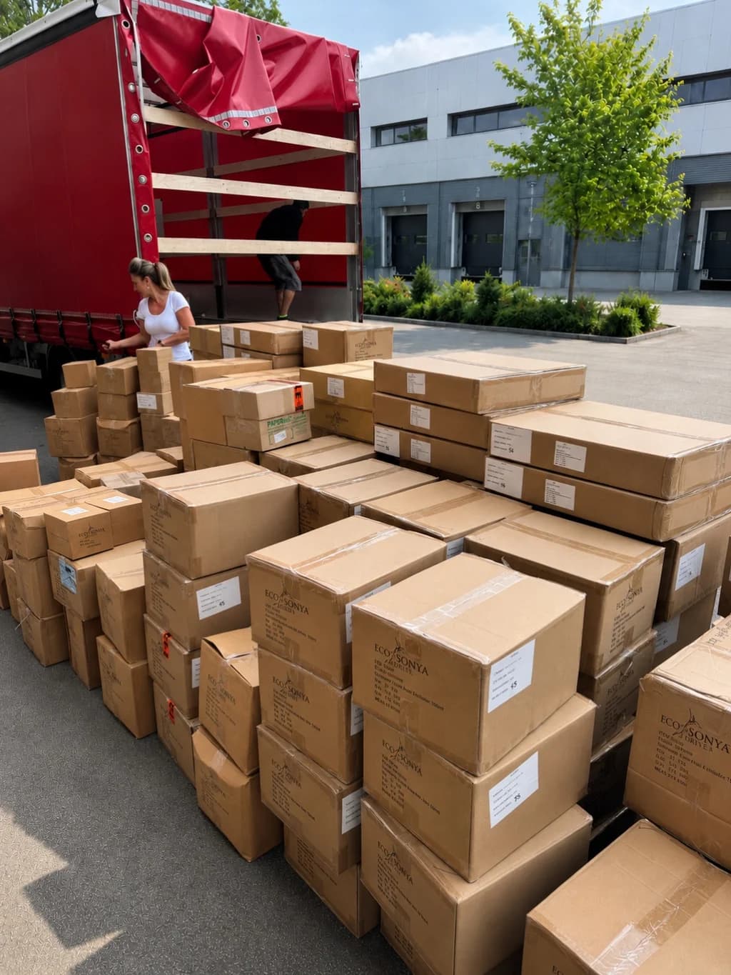 Eco-by-Sonya-Produkte und die ersten Kartons aus dem Lager