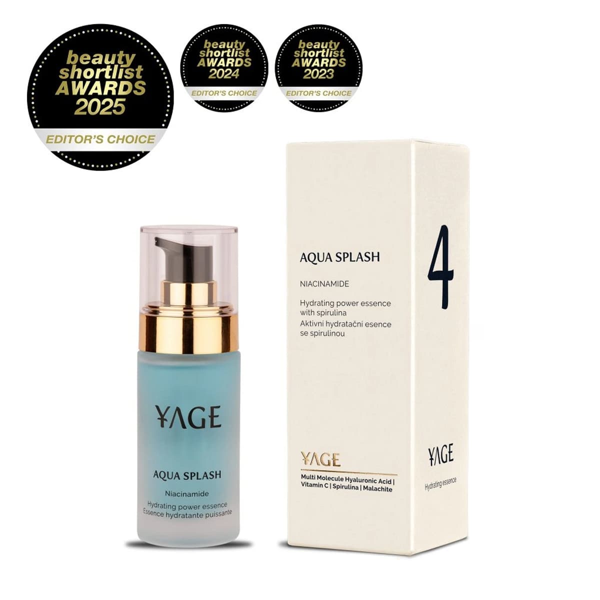 Č. 4 Hydratační esence s Multi molekulární Kyselina Hyaluronová Aqua Splash