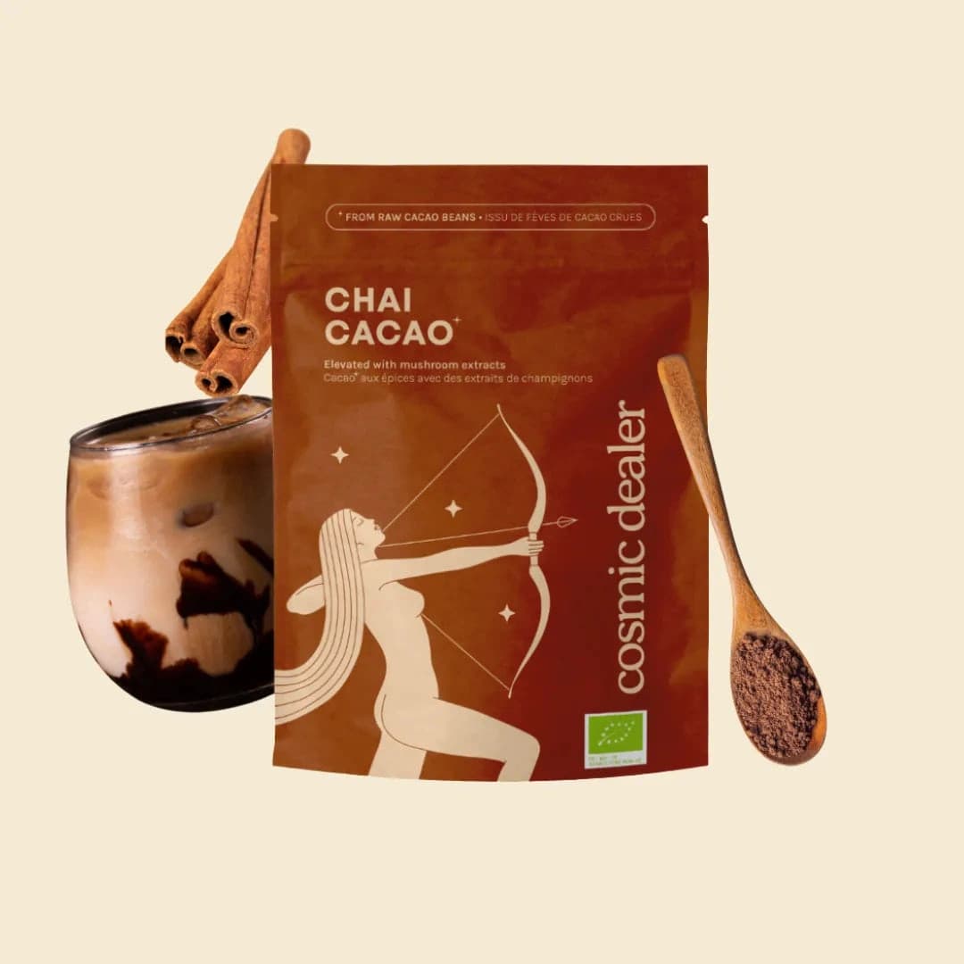 Cosmic Dealer Chai Cacao – boisson bio au cacao et aux épices chai à préparer avec du lait