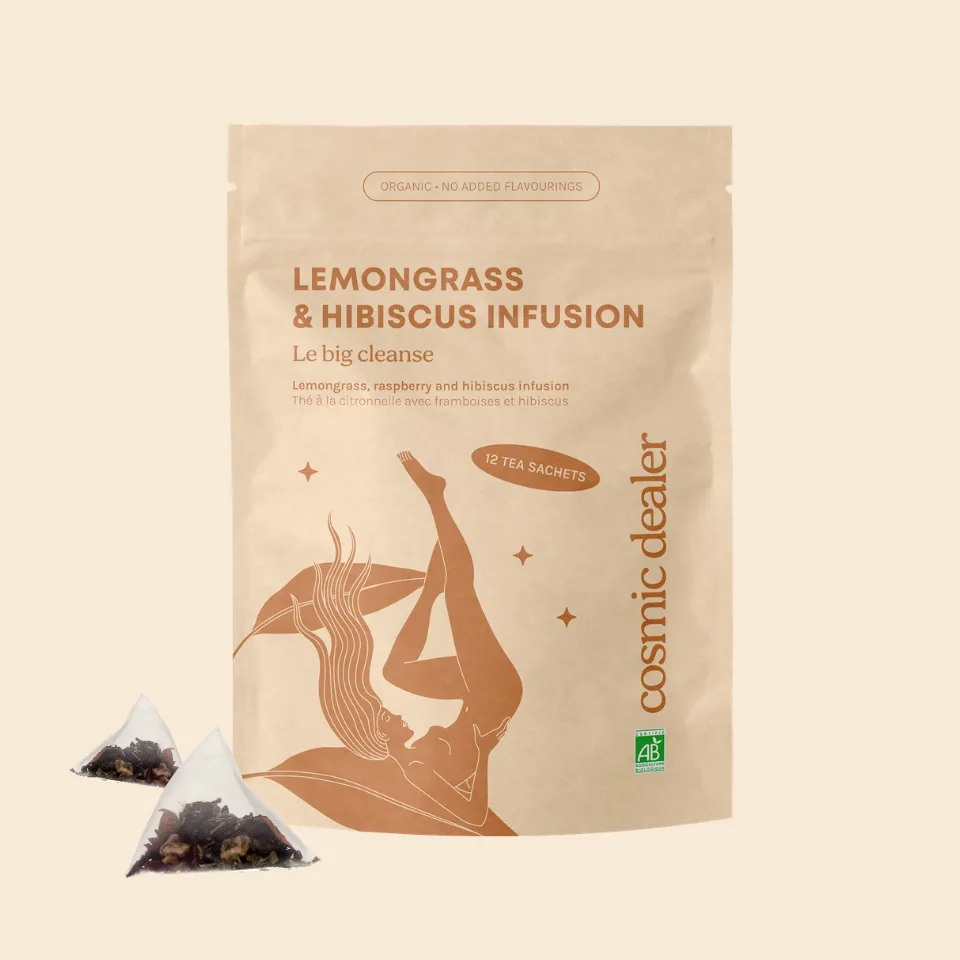 Béžové balení Cosmic Dealer Lemongrass & Hibiscus Infusion
