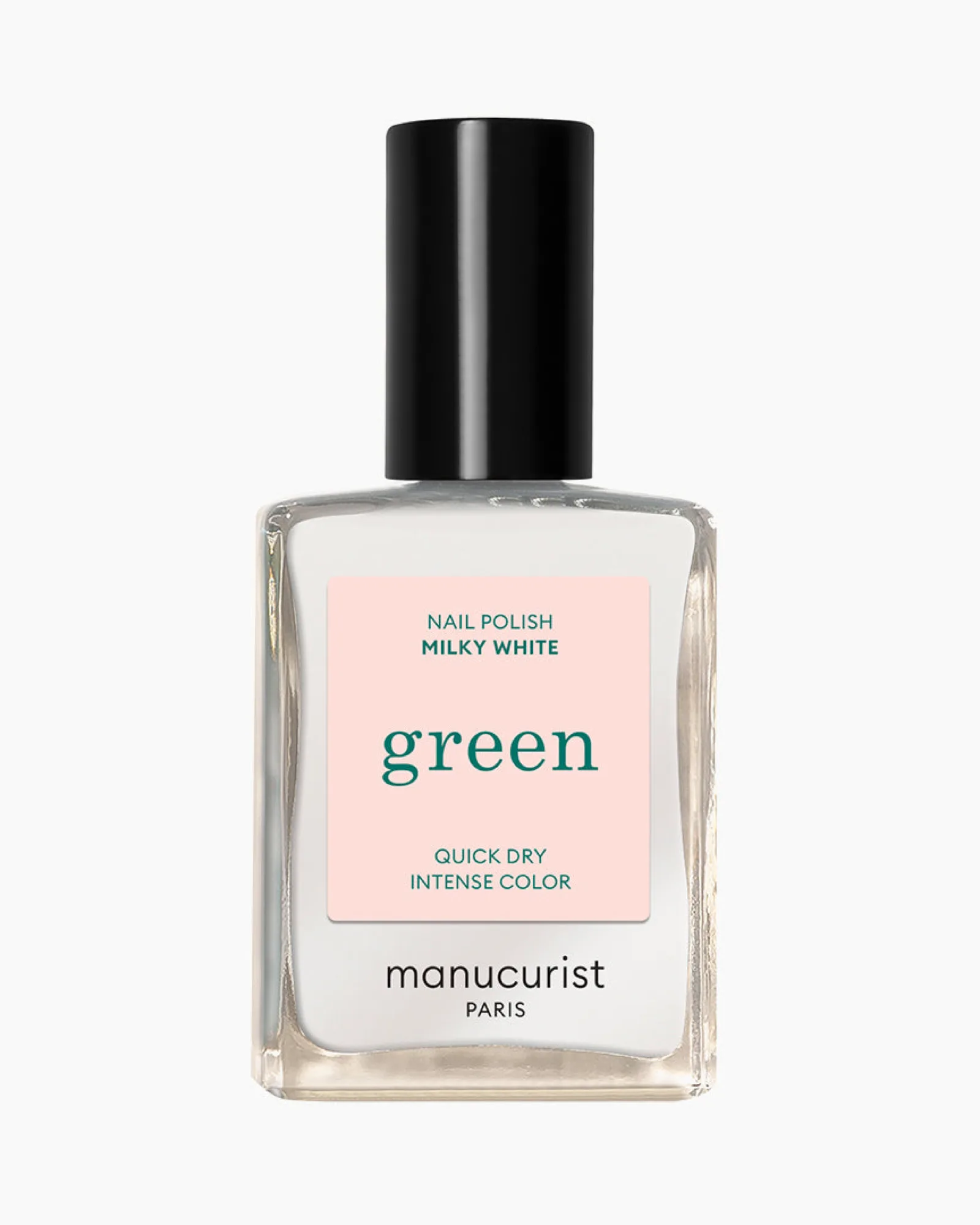 Lahvička Green laku Milky White na bílém pozadí