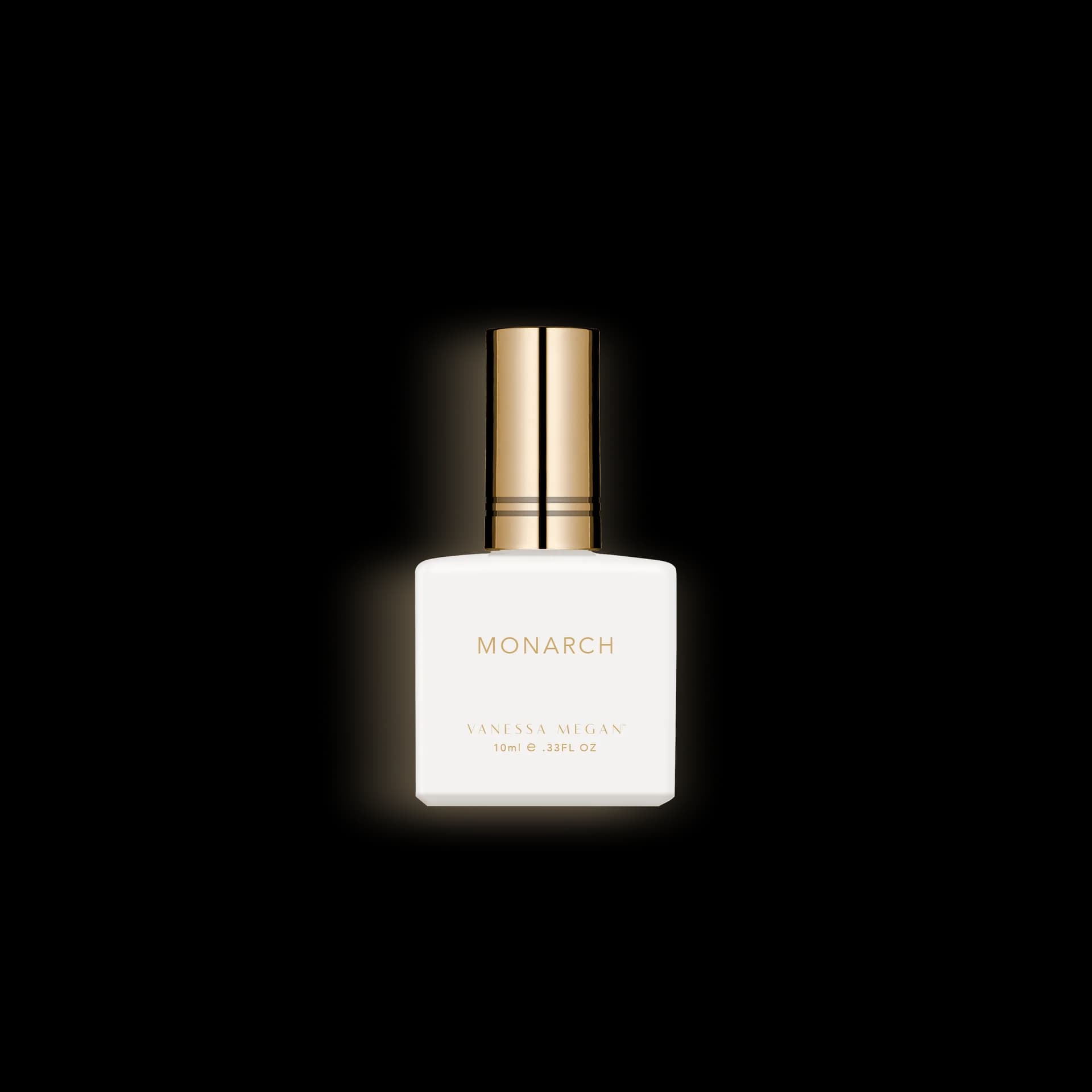 Vanessa Megan Monarch 10 ml – parfum naturel dans un flacon blanc au bouchon doré