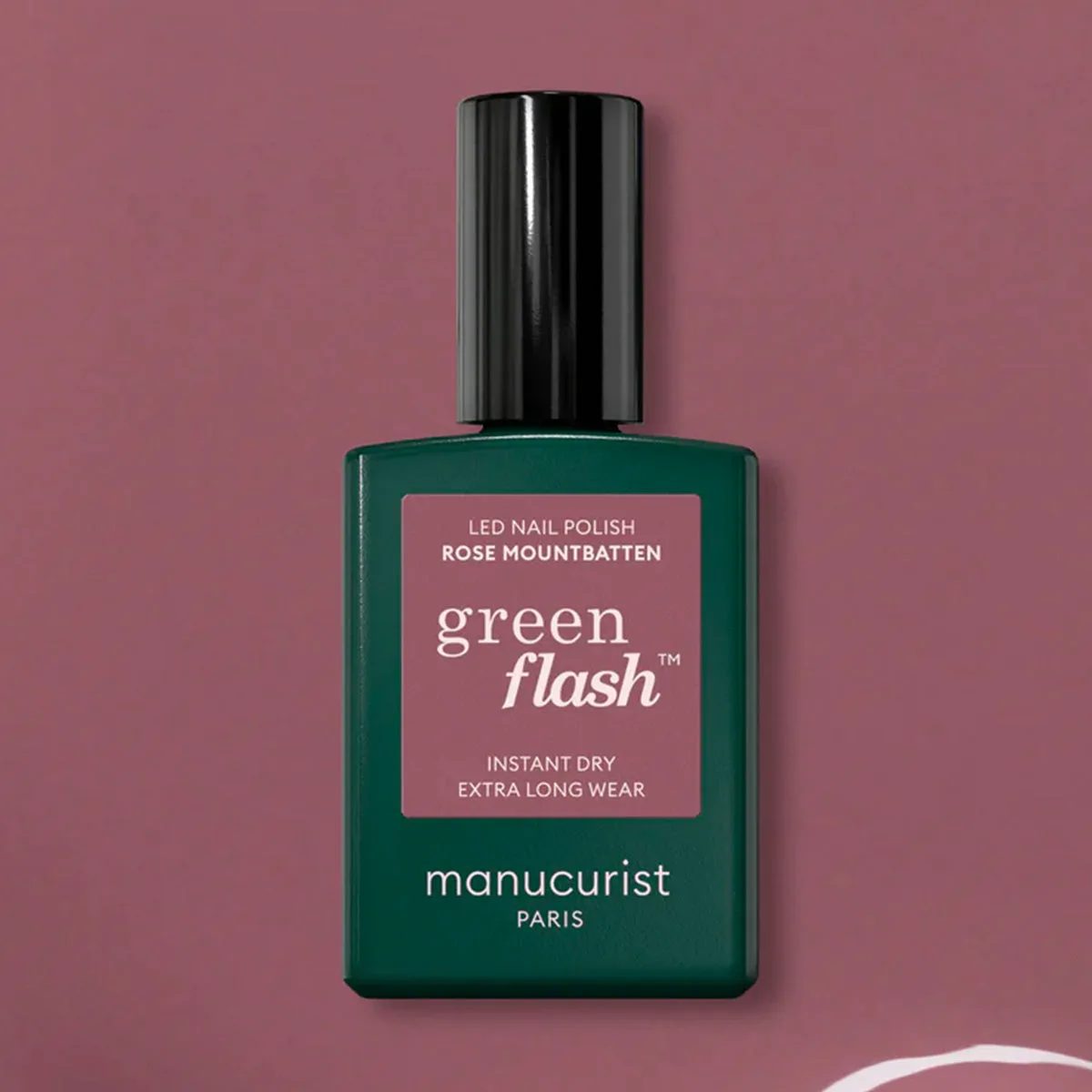Lahvička Green Flash Rose Mountbatten na tlumeném fialovém pozadí