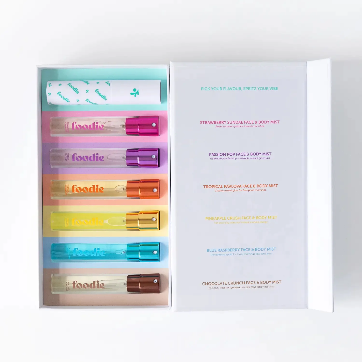 Sada ovocných pleťových a tělových mlh Foodie Sweet Spritz Mist Kit
